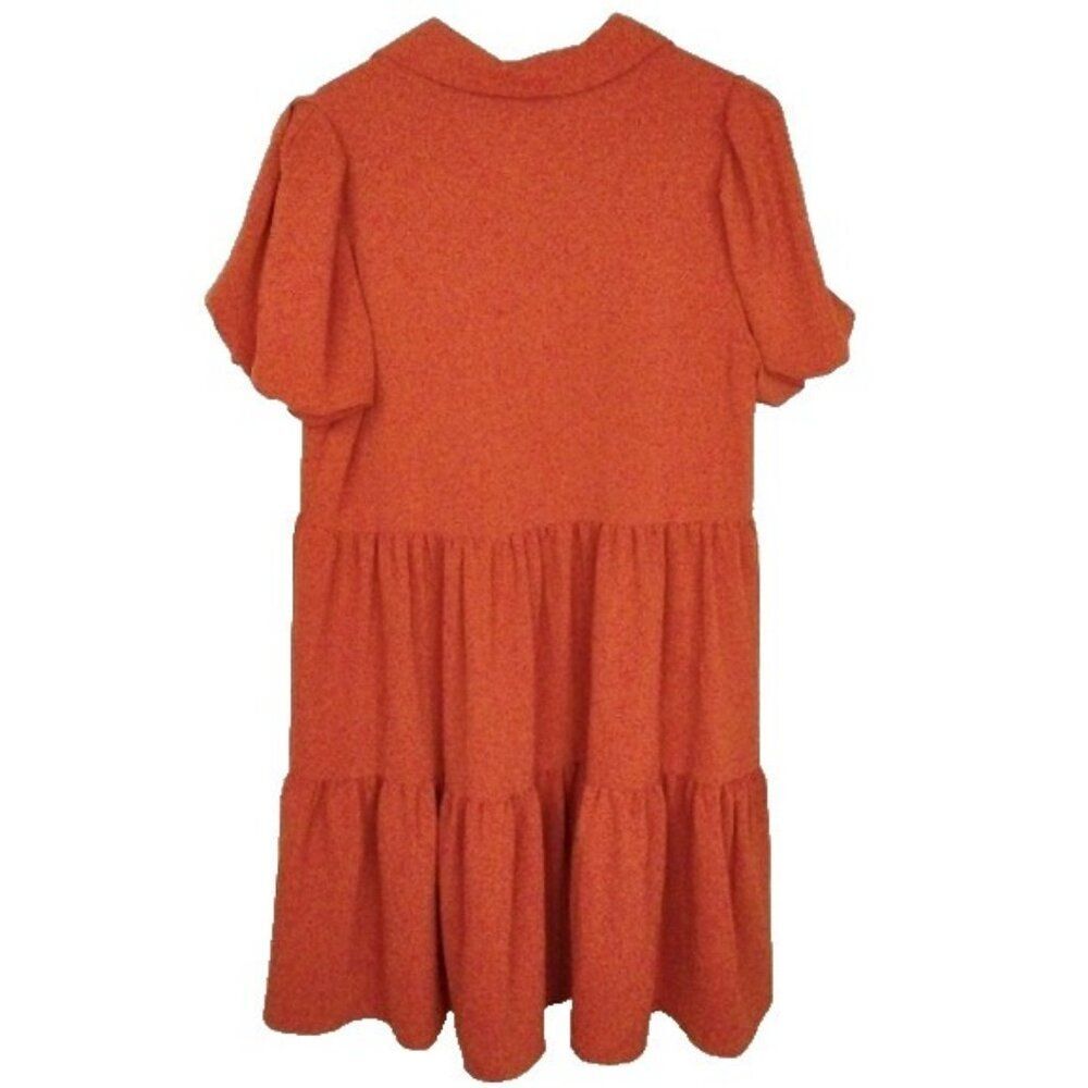 1. State Red Tiered Puff Sleeve Shell Buttons Dress Size Medium - Picture 5 of 8